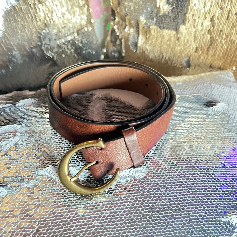 Coach Brown Gold Leather Belt Classic Design